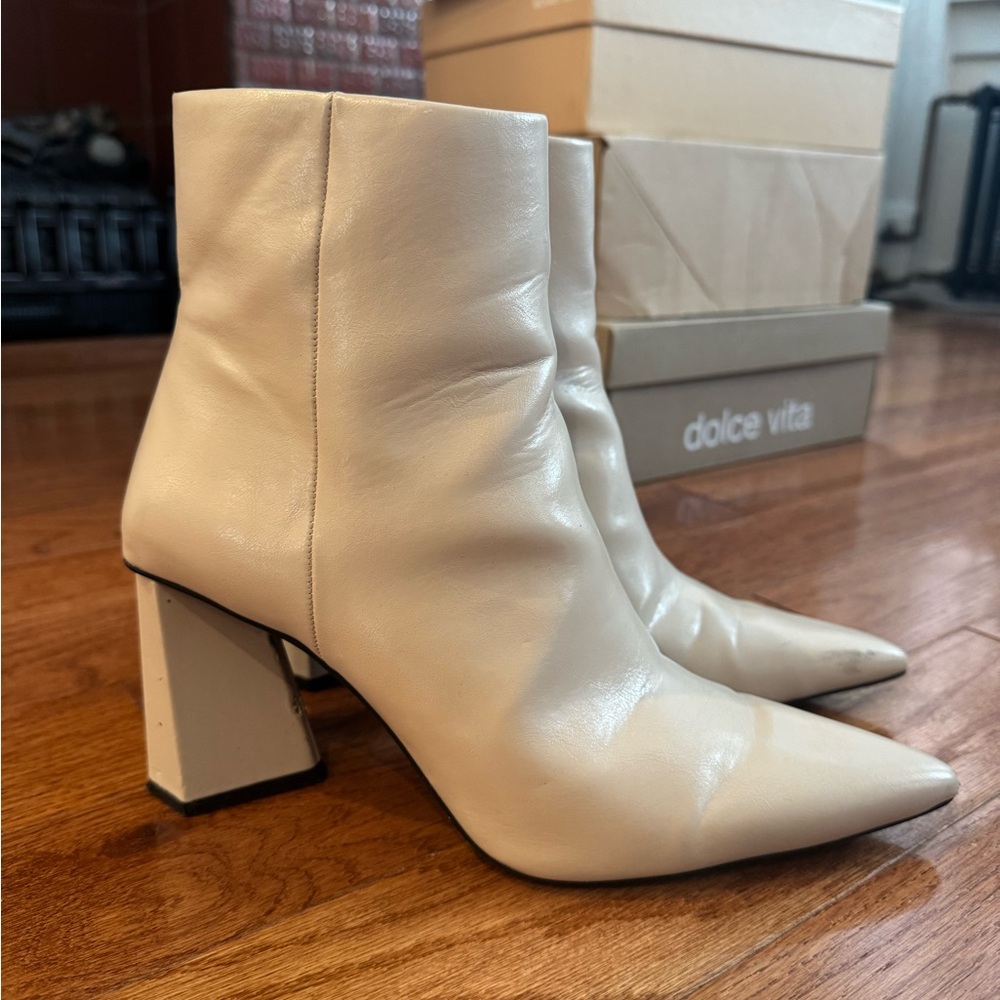 Zara Cream Heeled Boots